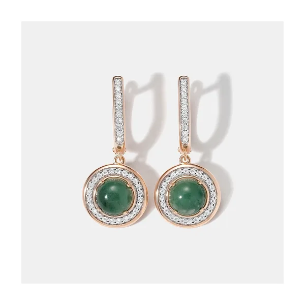 Серебряные серьги с жадеитами — арт. 10522-002486