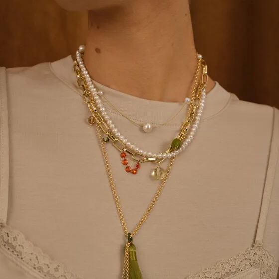 Колье из латуни с речным жемчугом, Serenade Pearl — модель 90t02uh