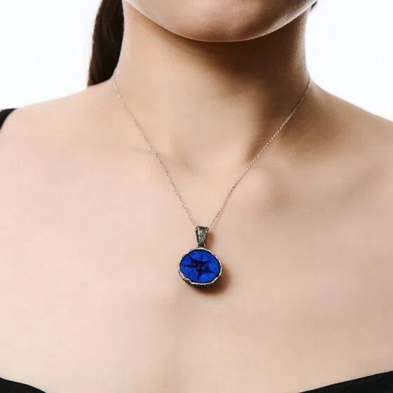 Кулон с цепочкой из серебра с азуритом «Индиго» ELEMENT SOUL Poison Drop — модель r9d3b46 — фото 2