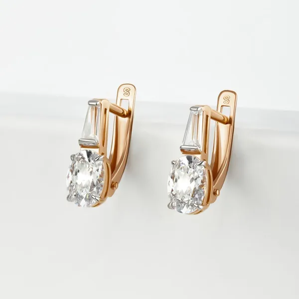 Серьги из красного золота с фианитами — арт. 000-372787