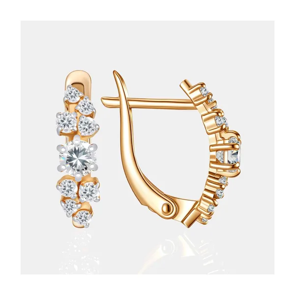 Серьги из красного золота с фианитами — арт. 000-403309