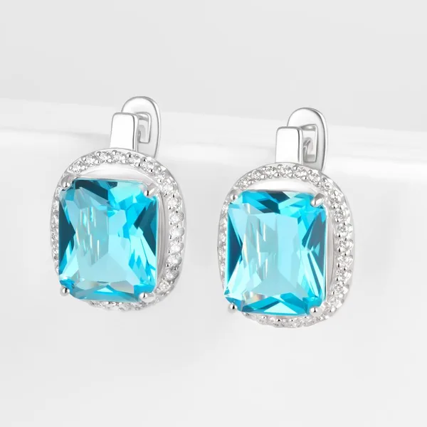 Серьги из серебра с кристаллами топазами и фианитами — арт. 000-382919