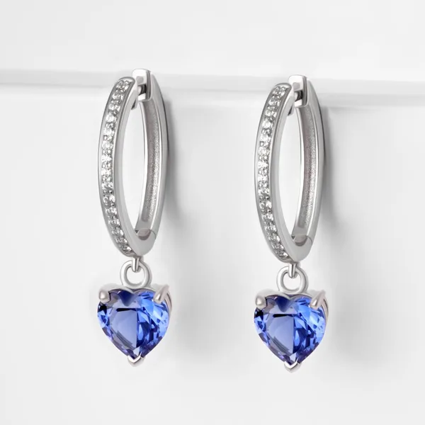 Серьги конго из серебра с ситаллом и фианитами — арт. 000-380502