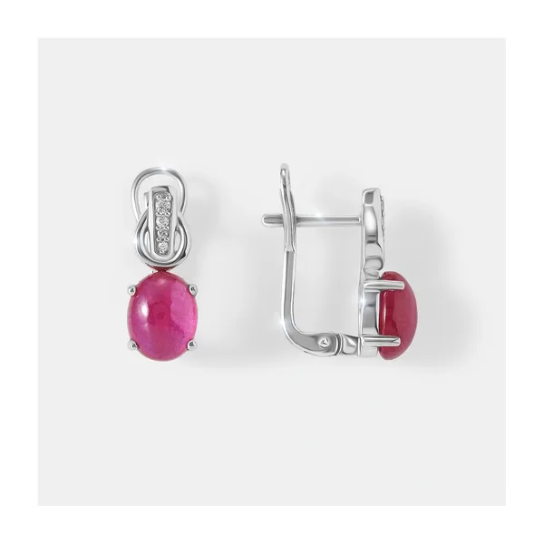 Серебряные серьги с рубинами — арт. 10521-001596