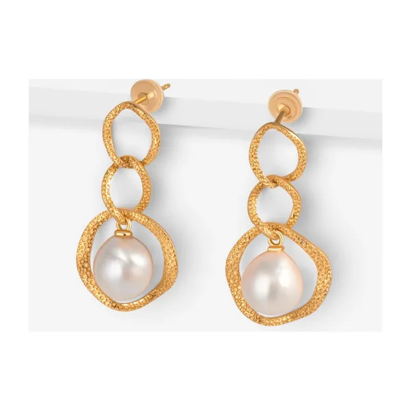 Серьги подвесные из серебра с жемчугом — арт. 000-380669