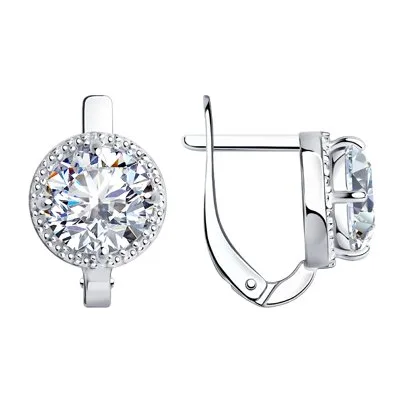 Серьги из серебра с фианитами — арт. 000-203040
