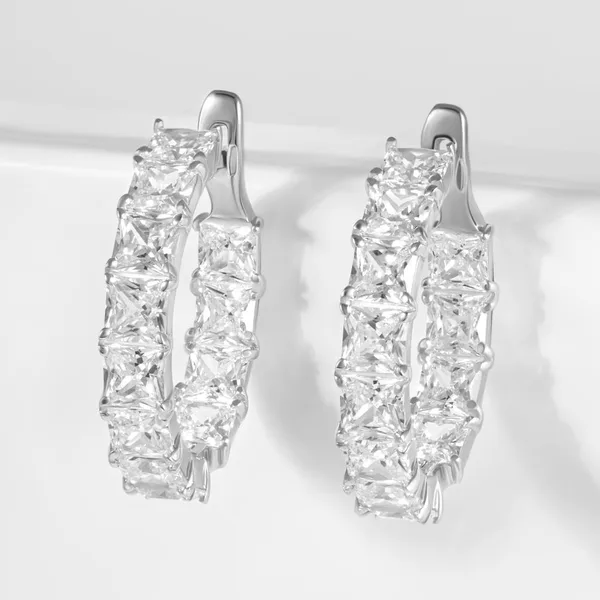 Серьги конго из серебра с фианитами — арт. 000-368560