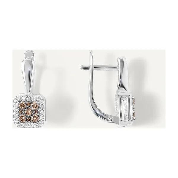 Серьги из белого золота с коньячными бриллиантами — арт. 10511-001295