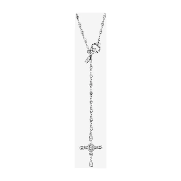 Серебристое колье-галстук с фианитами Violet — модель yh6ke7n