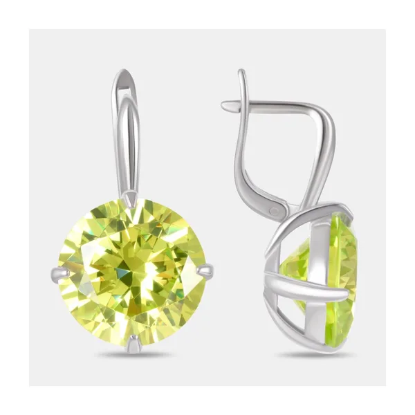 Серьги из серебра с фианитами хризолитами — арт. 000-396318