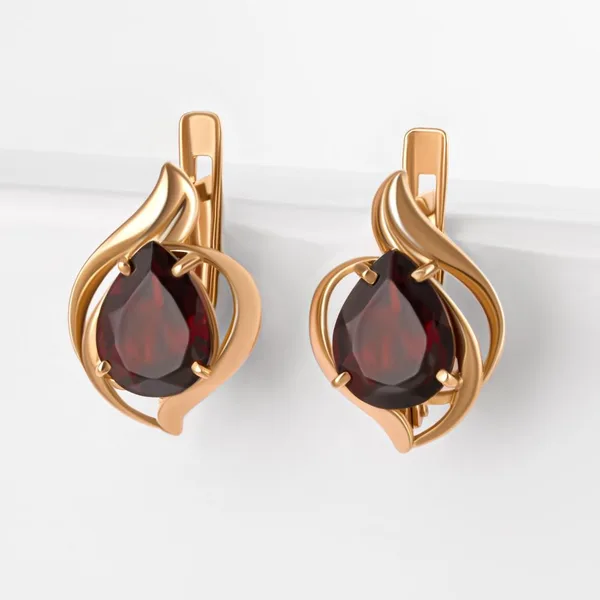 Серьги из красного золота с гранатами — арт. 000-381567