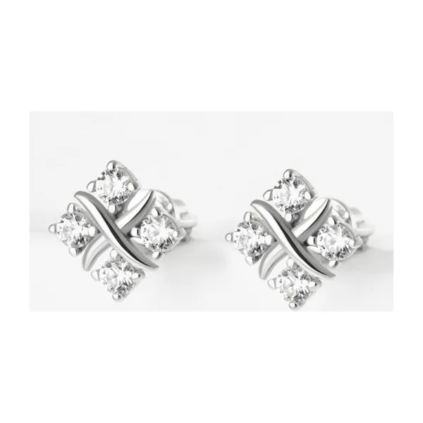 Серьги гвоздики из серебра с фианитами — арт. 000-366228