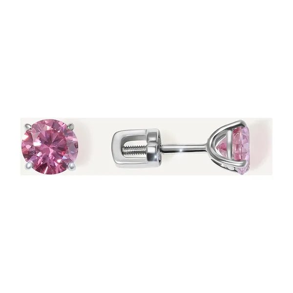 Серебряные серьги-пусеты с розовыми муассанитами — арт. 10522-002326