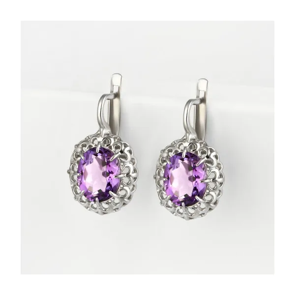 Серьги из серебра с аметистами — арт. 000-375389