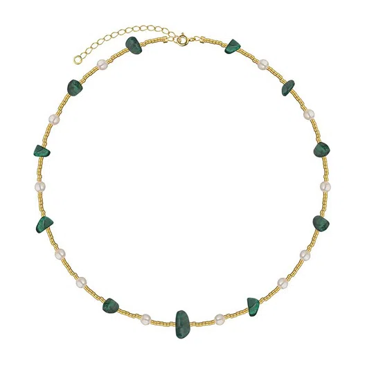 Позолоченное колье с жемчугом и малахитом Malachite Phenomenal Studio Poison Drop — модель q4bcbcx — фото 2