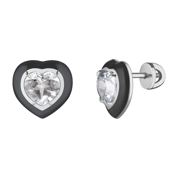 Серьги с горным хрусталем эмаль — модель 8pc65rb