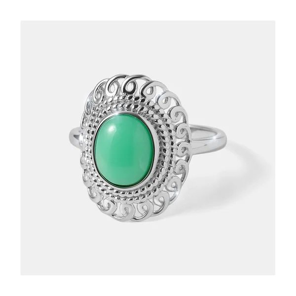 Серебряное кольцо с зеленым халцедоном — арт. 10322-003785