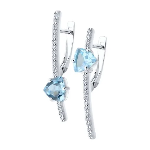 Серьги из серебра с топазами и фианитами — арт. 000-355626