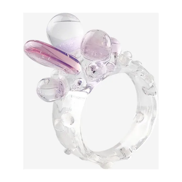 Розовое кольцо из боросиликатного стекла Floral Ring #2 — модель 0h6zjku