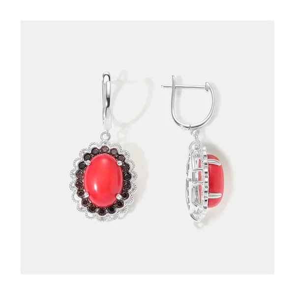 Серебряные серьги с кораллами — арт. 10522-003402