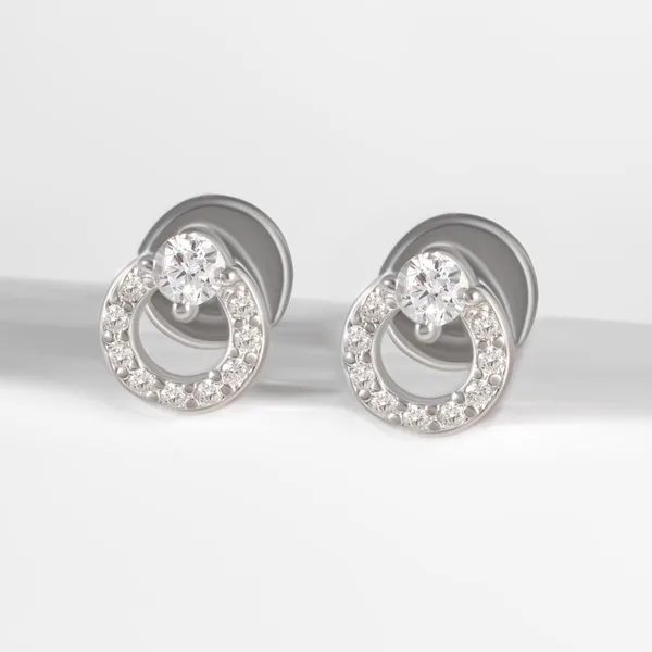 Серьги гвоздики из серебра с фианитами — арт. 000-358992