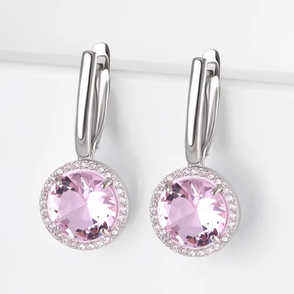 Серьги из серебра 925 пробы с синтетическими камнями и кварцем — арт. 000-381589