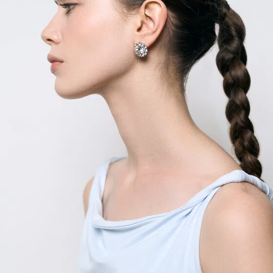 Серебристые серьги с кристаллами Herald Percy Poison Drop — модель kndiqdr — фото 3