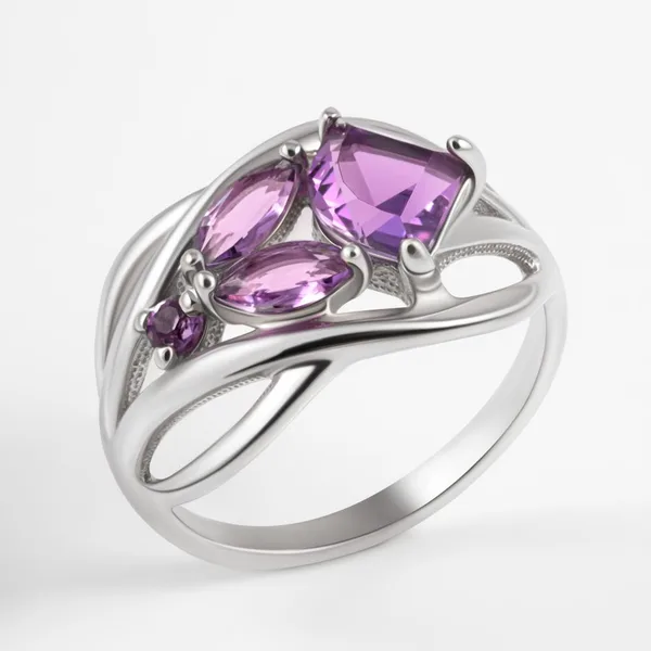 Кольцо из серебра с аметистами — арт. 000-382980