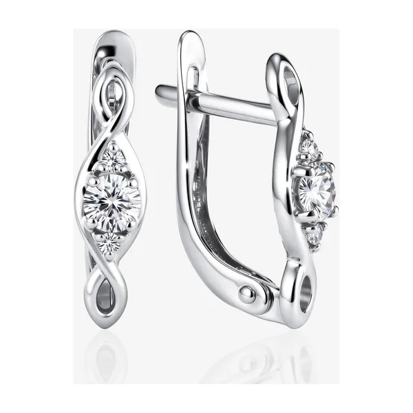 Серьги из серебра с фианитами — арт. 000-400284