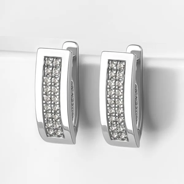 Серьги из серебра с фианитами — арт. 000-385927