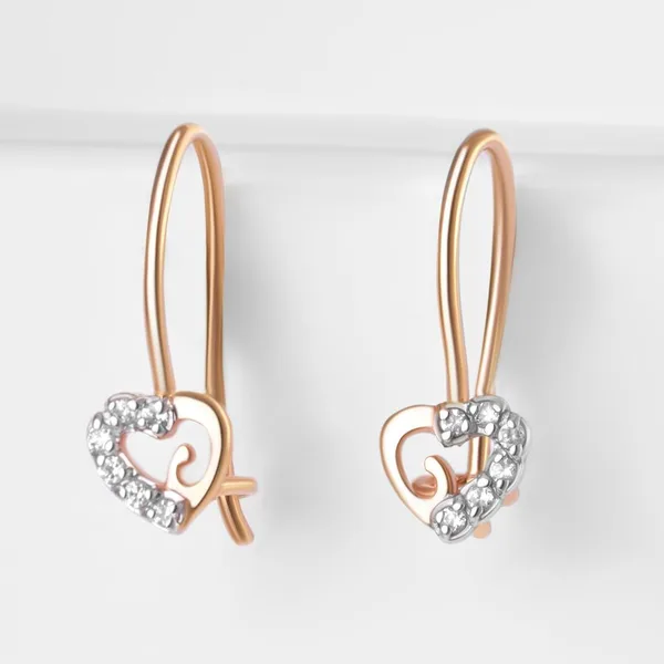 Серьги детские из красного золота с фианитами — арт. 000-310925