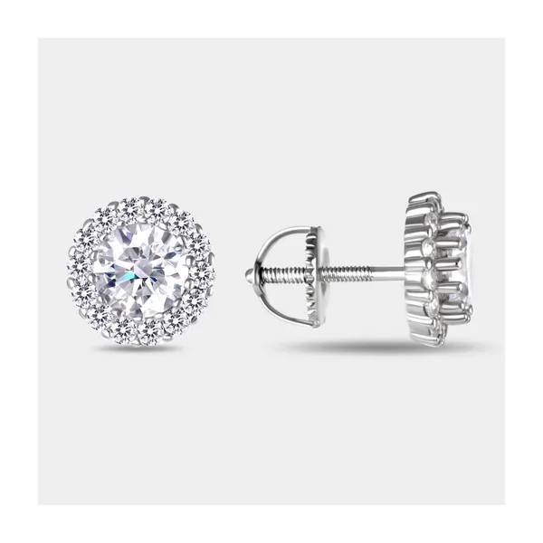 Серьги гвоздики из серебра с фианитами — арт. 000-399379