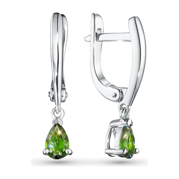 Серьги из серебра с хромдиопсидами