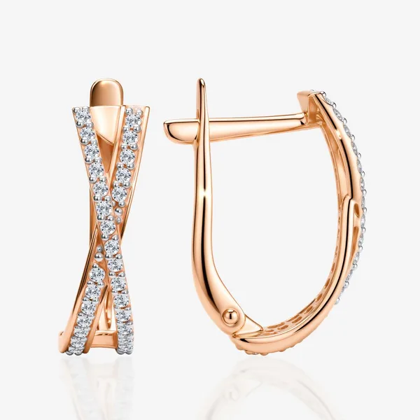 Серьги из красного золота с фианитами — арт. 000-399309