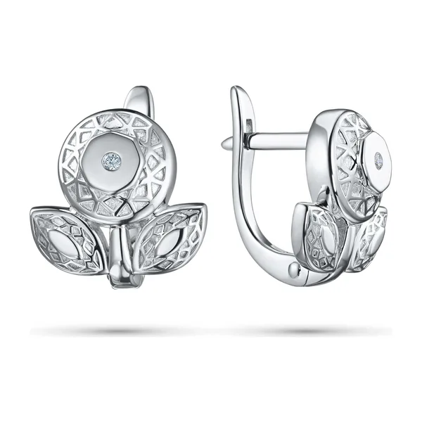 Серьги из серебра с синтетическими алмазами