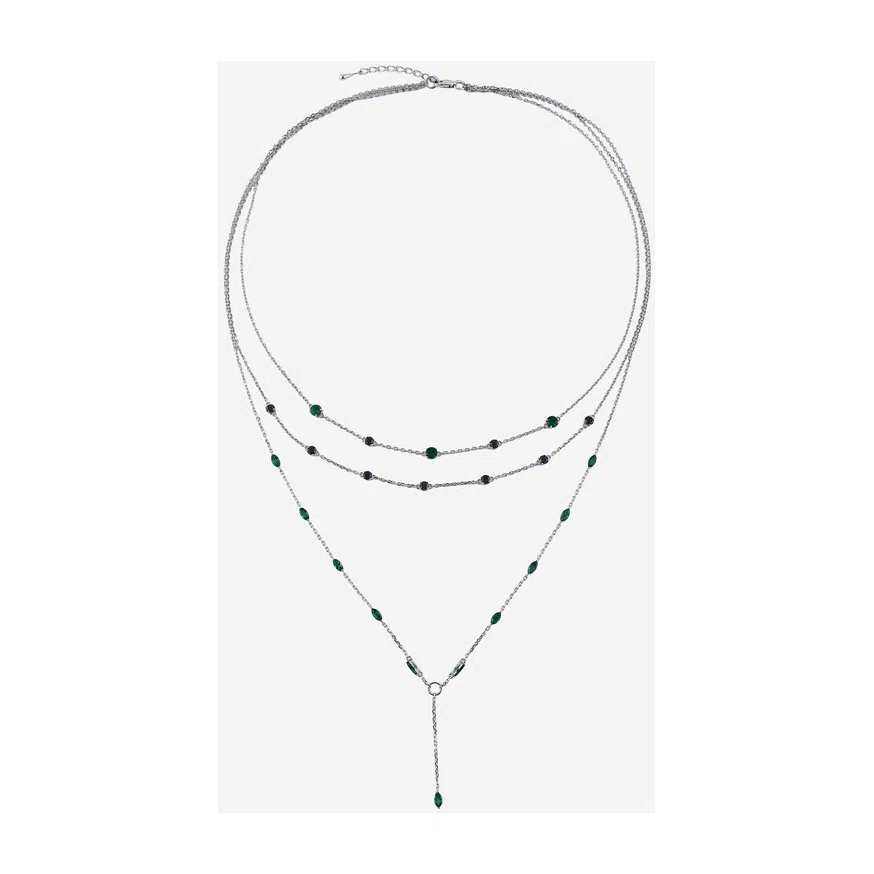 Колье из белого золота с облагороженными бриллиантами и изумрудами COBRA JEWELRY Poison Drop — модель c7yst05