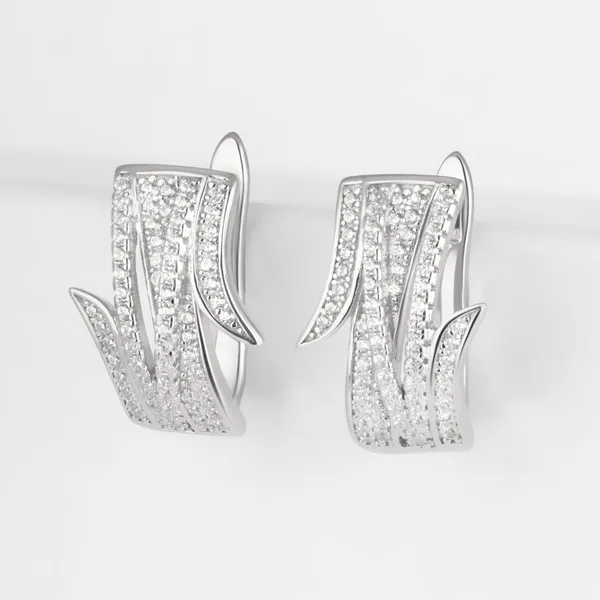 Серьги из серебра с фианитами — арт. 000-383901