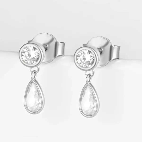 Серьги гвоздики из серебра с фианитами — арт. 000-395072