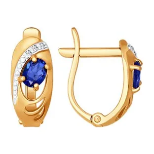 Серьги из красного золота с сапфирами и бриллиантами — арт. 000-341441