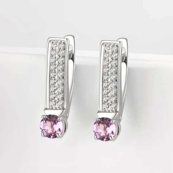 Серьги из серебра с аметистами и фианитами — арт. 000-384644