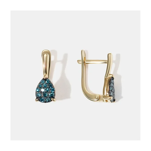 Серьги из желтого золота с голубыми бриллиантами — арт. 10511-000829