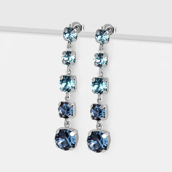 Серьги гвоздики из серебра с кристаллами Swarovski — арт. 000-390404