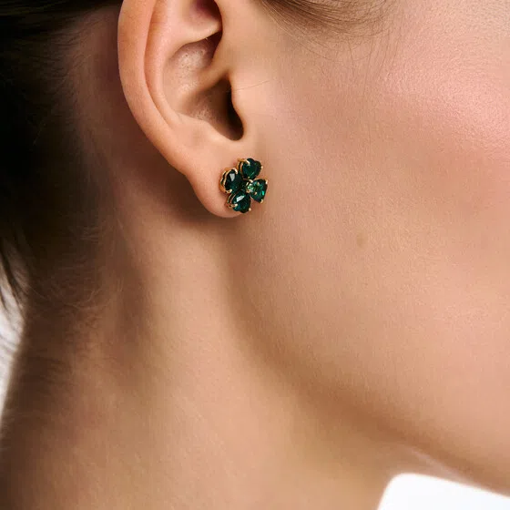Золотистые серьги с кубическим цирконием Idyllia Swarovski Poison Drop — модель 4c8nbea — фото 3