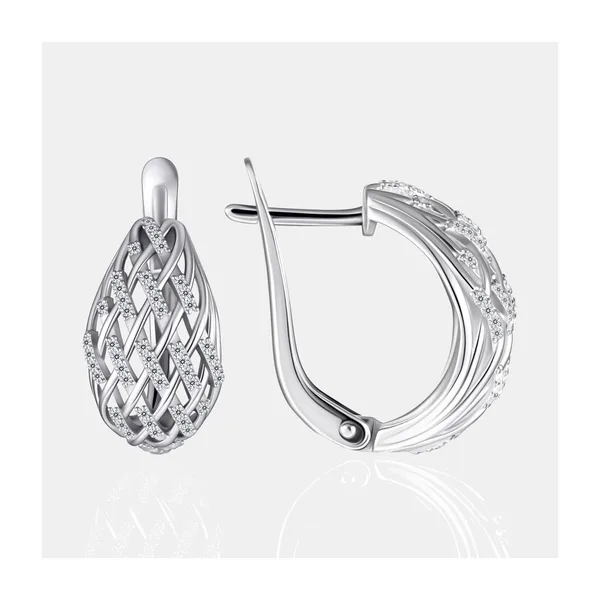 Серьги из серебра с фианитами — арт. 000-401396
