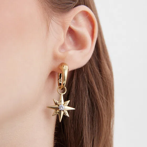 Серьги-кольца VELOCITA Del VENTO из латуни с подвеской с фианитом Fiore di Firenze Poison Drop — модель txae6ti — фото 2
