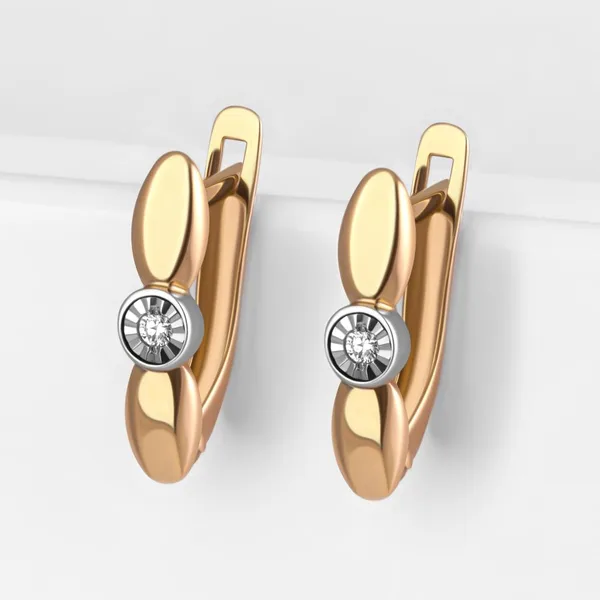 Серьги из красного золота с бриллиантами — арт. 000-309088