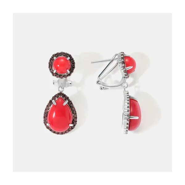 Серебряные серьги с кораллами — арт. 10522-003394