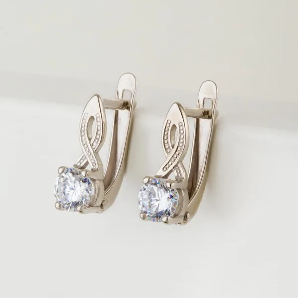 Серьги из серебра с фианитами — арт. 000-327880