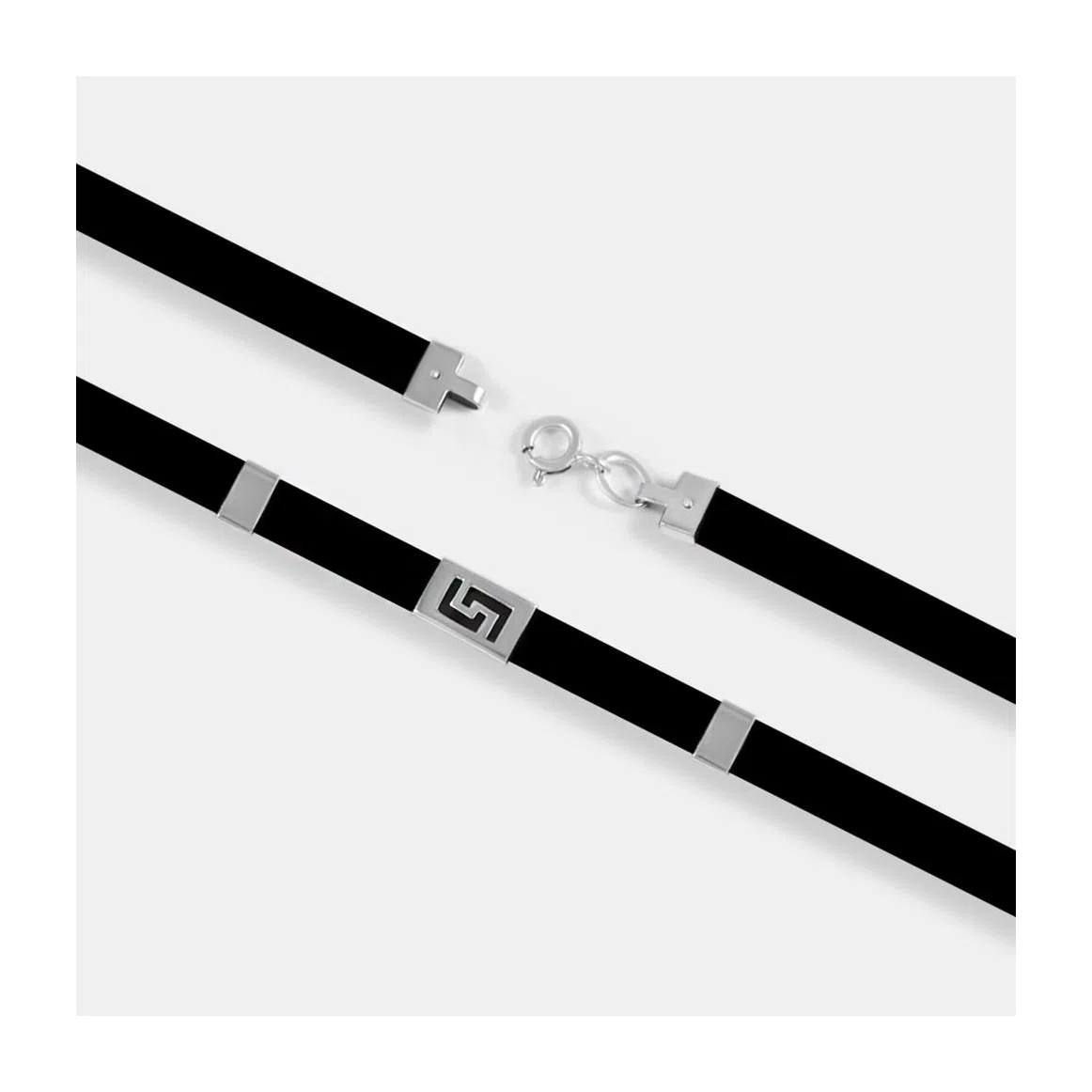 Браслет каучуковый с вставкой из серебра — фото 7