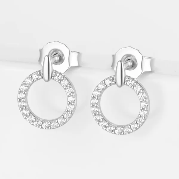 Серьги гвоздики из серебра с фианитами — арт. 000-390974